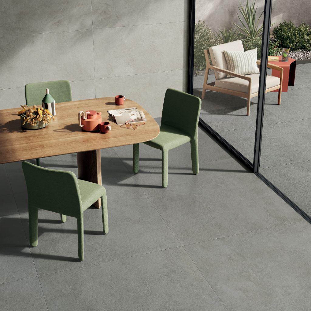 Industria Dark- Inside outside porcelain tiles for a smooth flow - Keystone